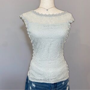 Express Light Blue Lace Blouse